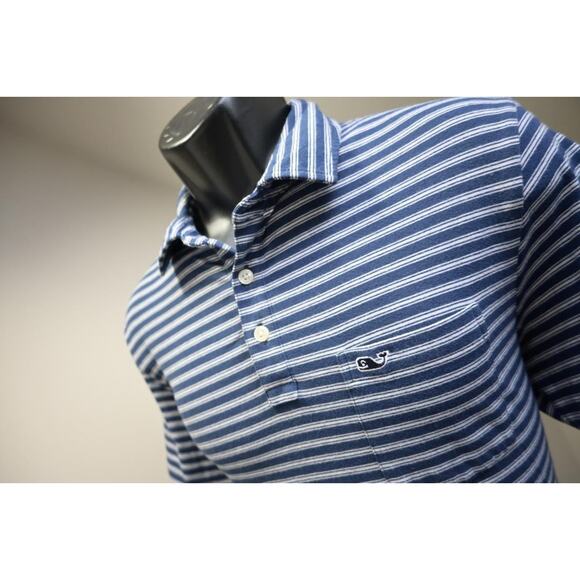 Vineyard Vines Edgartown Golf Polo Striped Cotton Blend Shirt Mens Size Medium - Picture 1 of 8